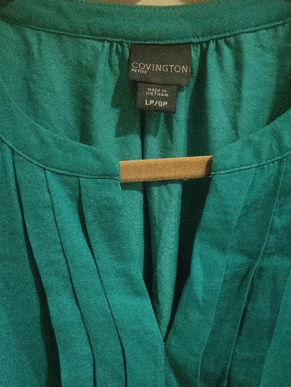 Covington Teal Pleat-Front Women's Blouse - Picture 2 of 6